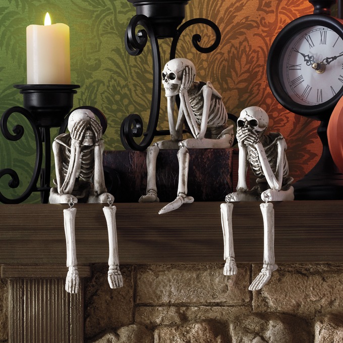Set Of 3 Skeleton Shelf Sitters, , large