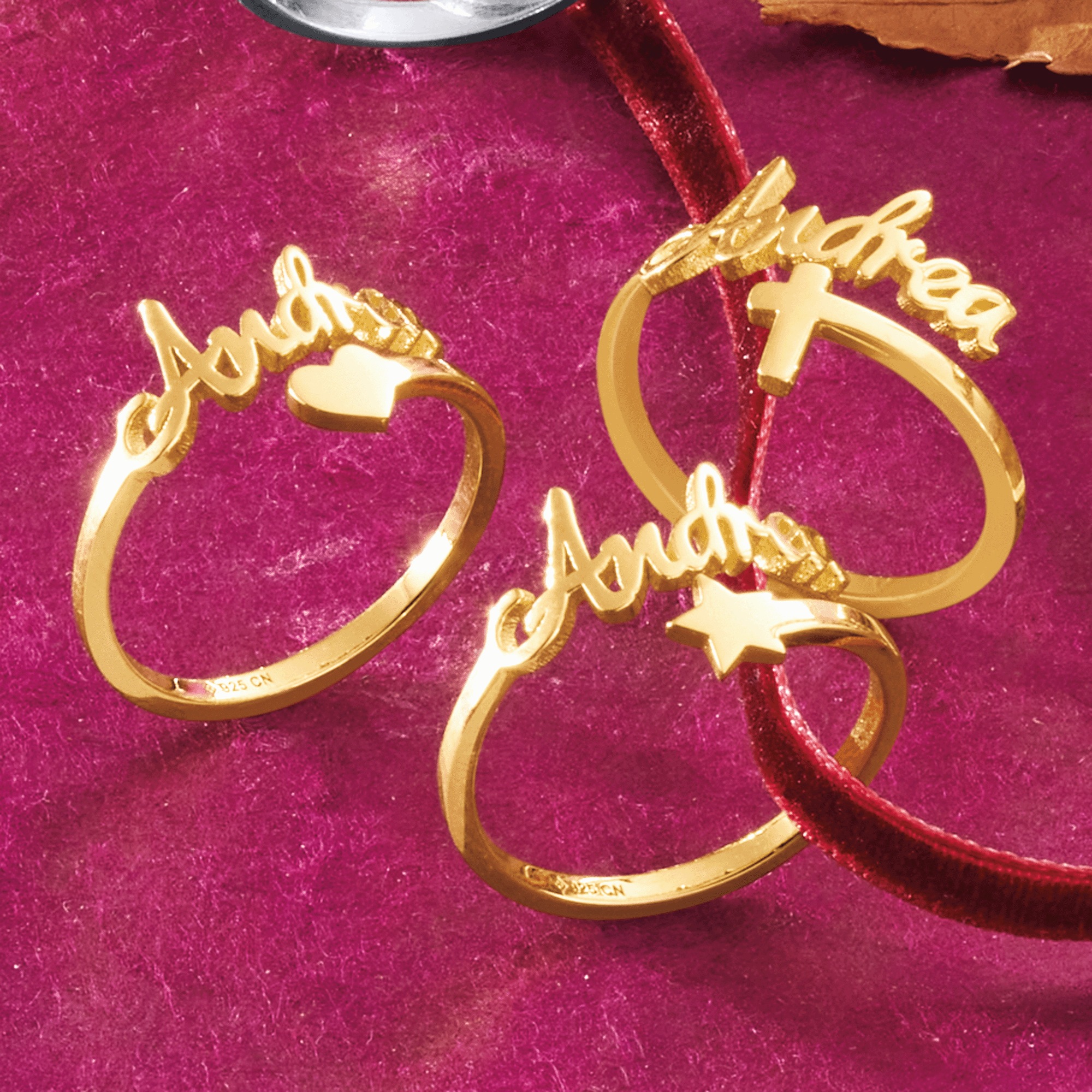 Sterling Name &amp; Symbol Bypass Ring, , large