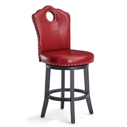 High-Back Swivel Bar or Counter Stool with Nailhead Trim, , large