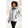 Mia Shiny Puffer Jacket with Faux-Fur Hood, , large