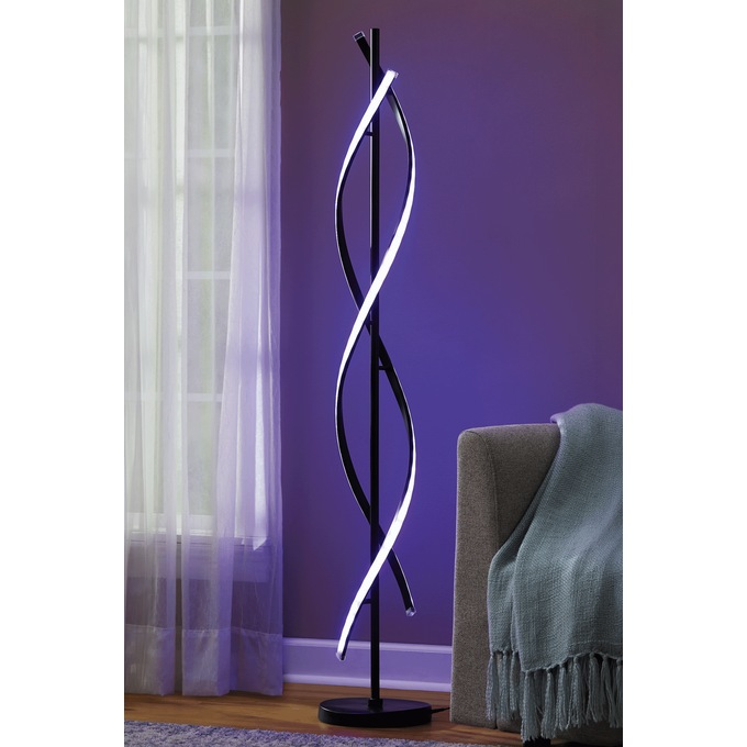 LED Twist Floor Lamp, Black, large