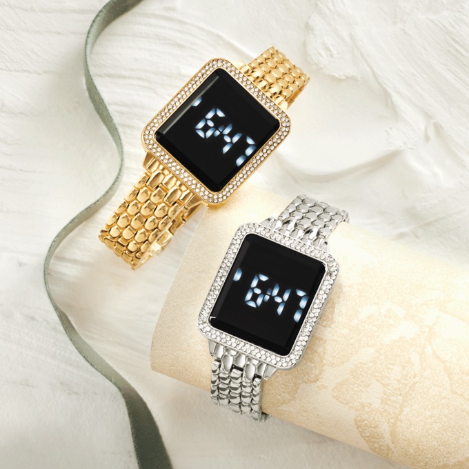 Women&rsquo;s Crystal Rectangular Digital Watch, , large