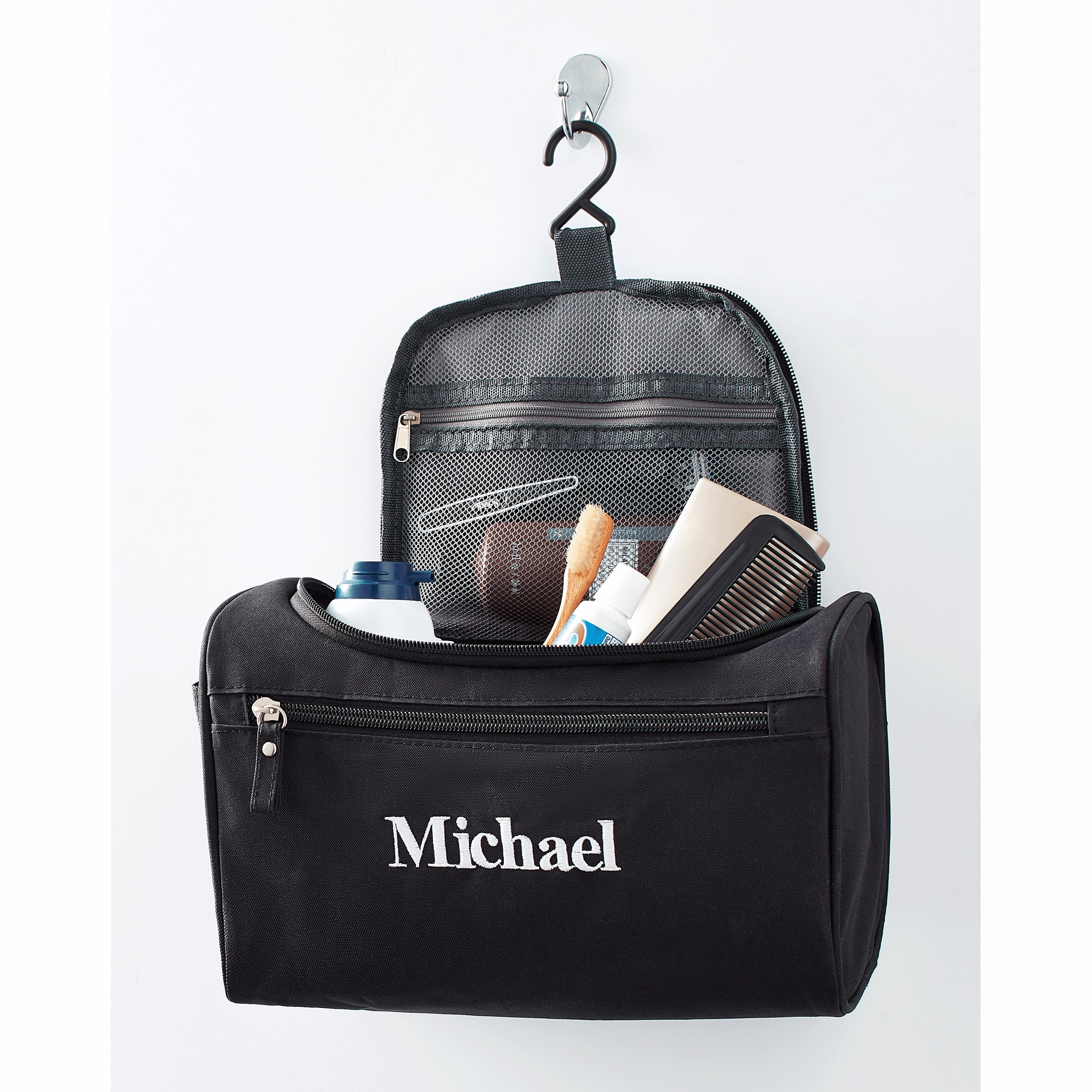 Personalized Men's Toiletry Bag, Black, large