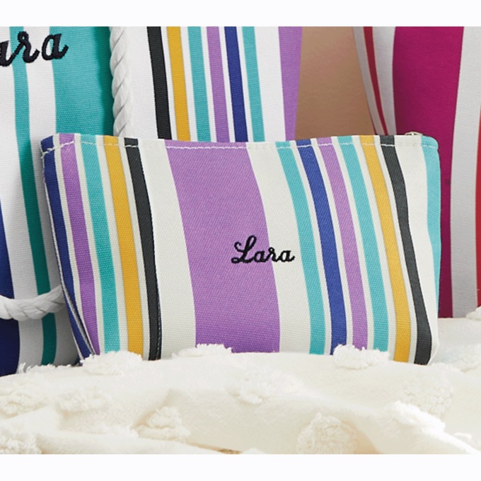 Personalized Striped Pouch, Purple Stripe, large