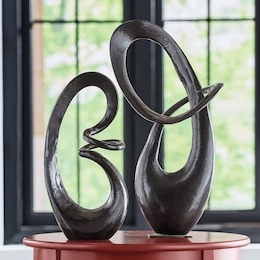 Set of 2 Abstract Swirl Sculptures, , large