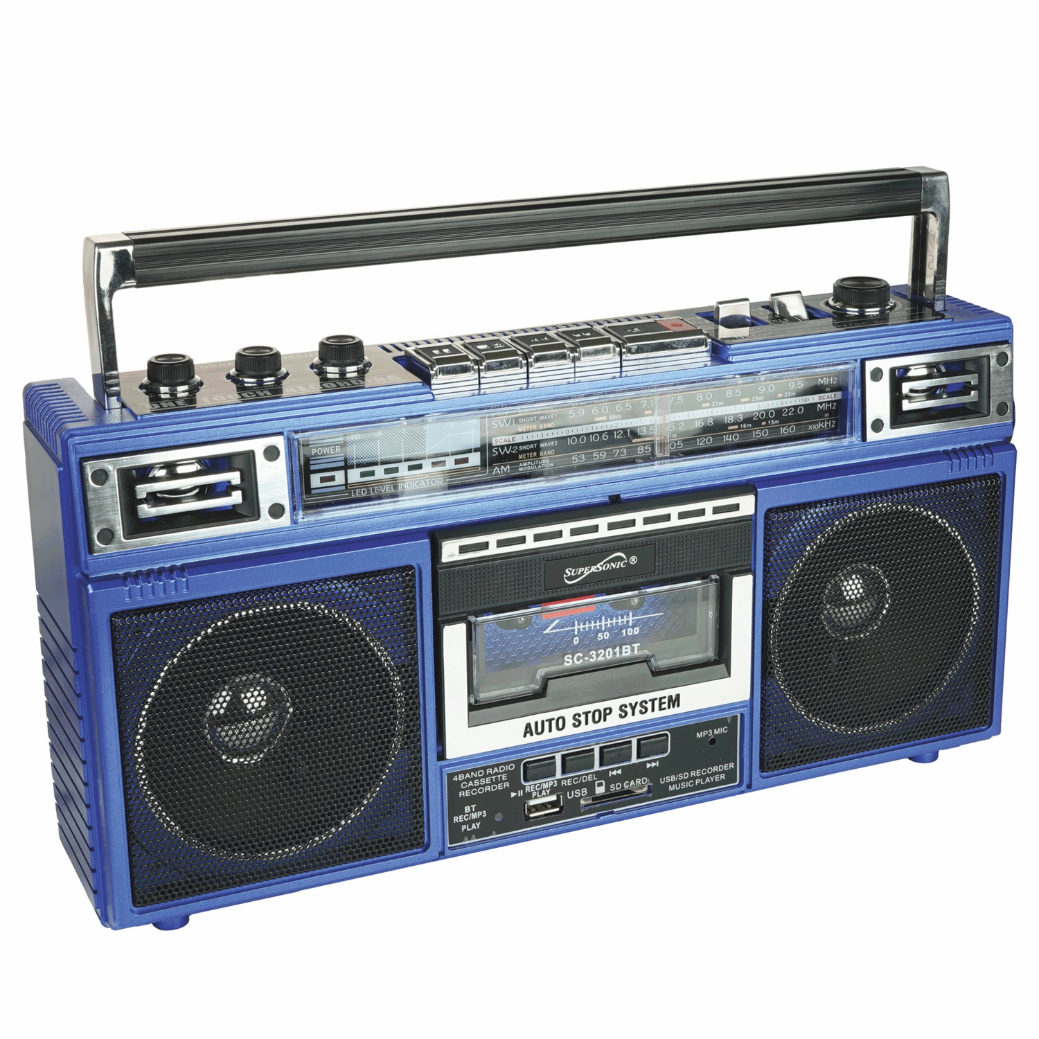 Supersonic 4-Band Radio and Cassette Player with Bluetooth
