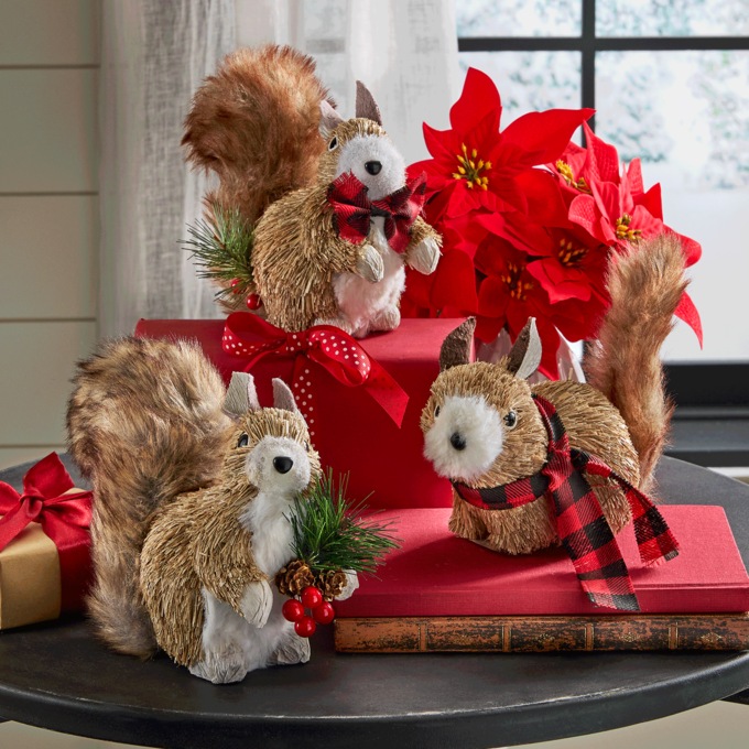 Set of 3 Sisal Squirrels, , large