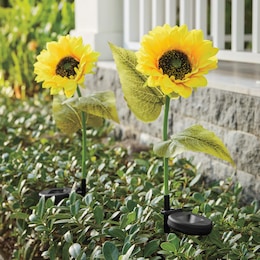 Set of 2 Sunflower Solar Stakes, , large