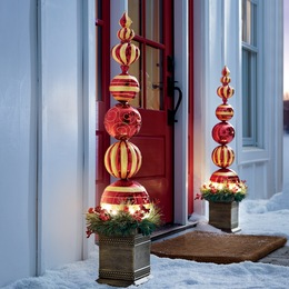 Gold and Red Finial Porch Sitter, , large