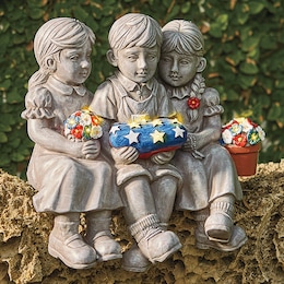Solar Patriotic Memorial Garden Statue, , large
