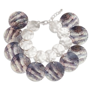 Shell & Metal Disc Bracelet, , large