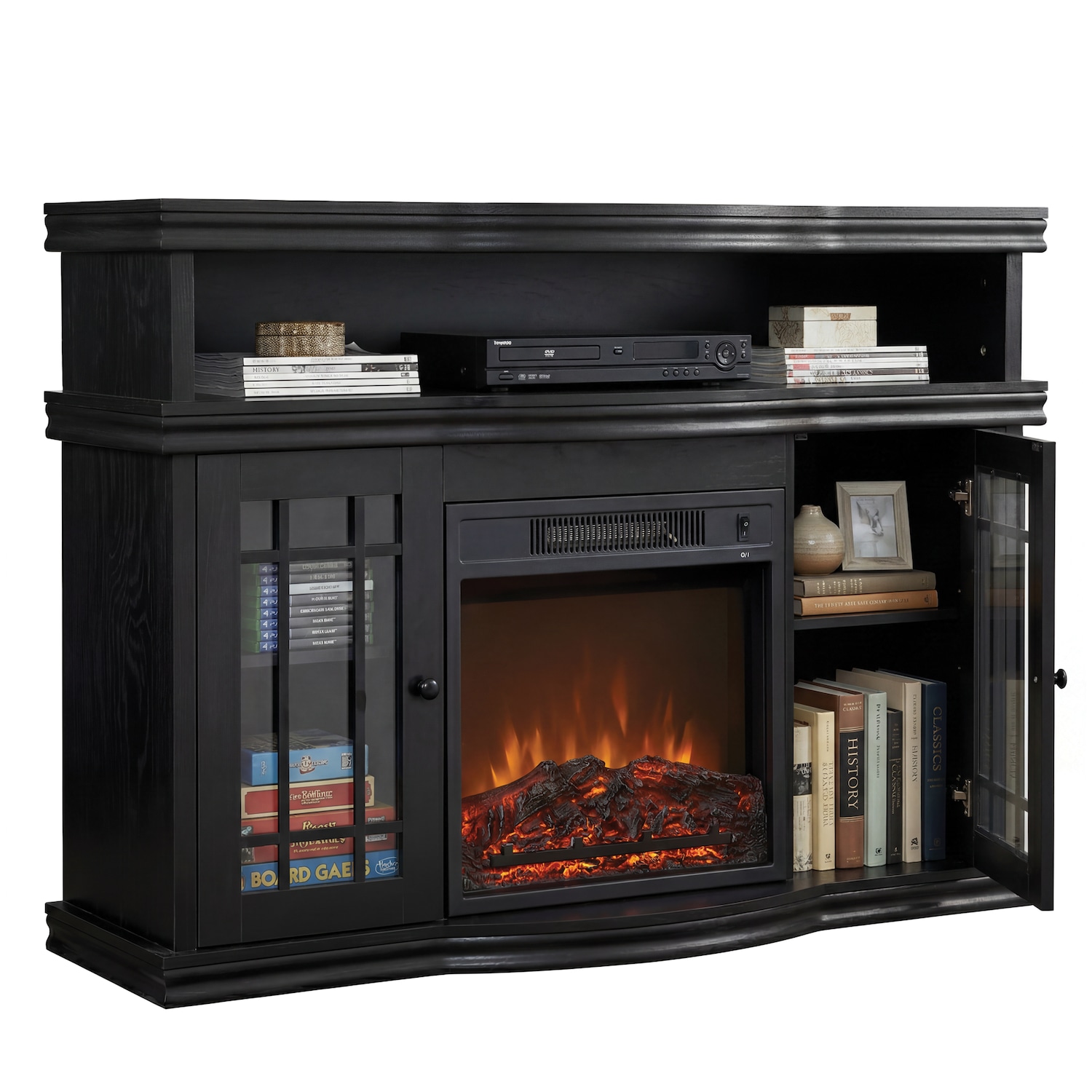 エアウィーブストレッチパッド　ブラック Black Media Fireplace with Remote | Seventh Avenue