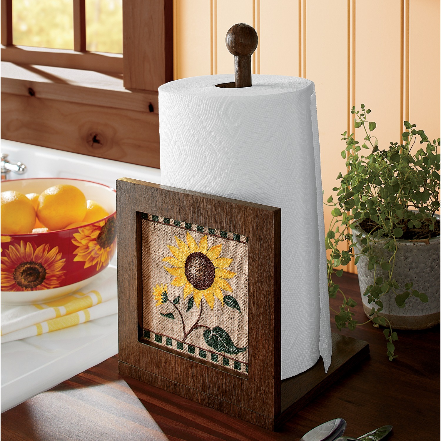 Burlap Sunflower Kitchen Accessories | Seventh Avenue
