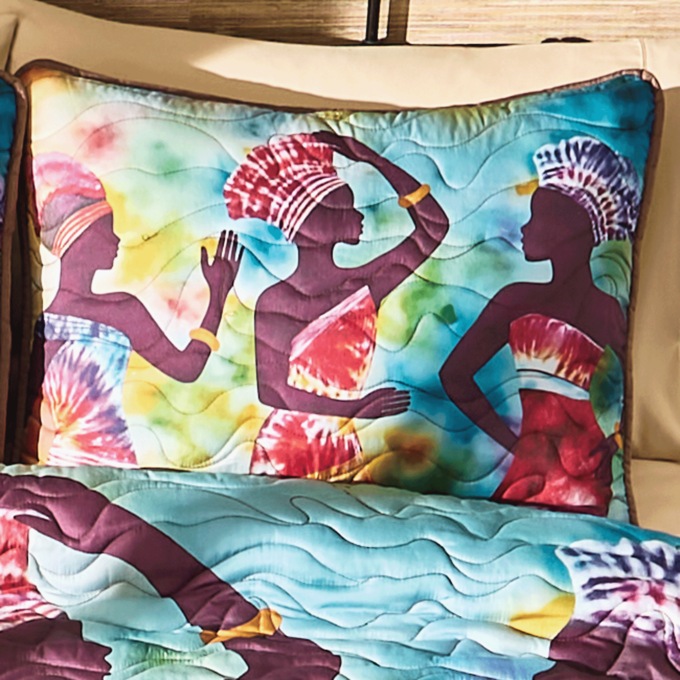 Dancing Women Vibrant Character Sham, Multi, large
