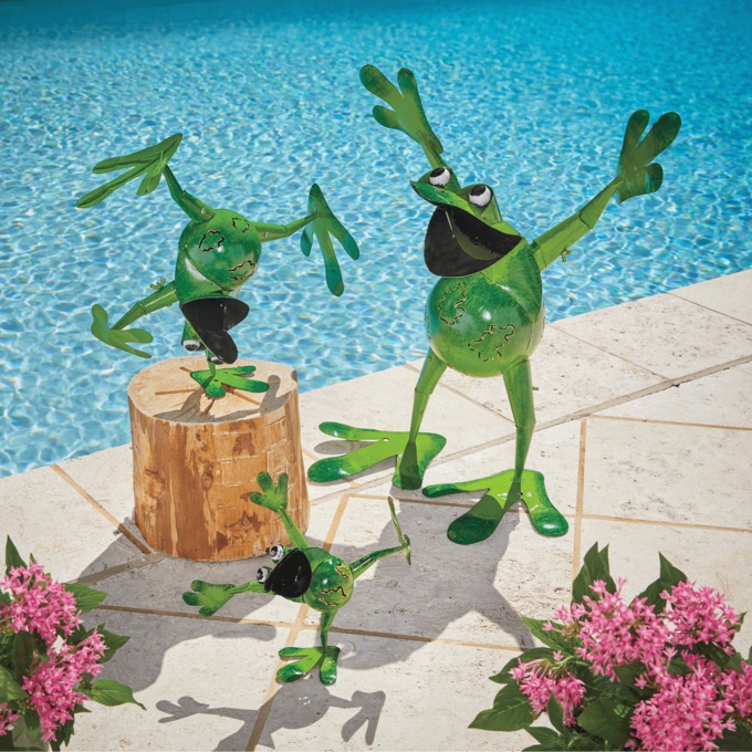 Set of 3 Excited Frogs, Green, large