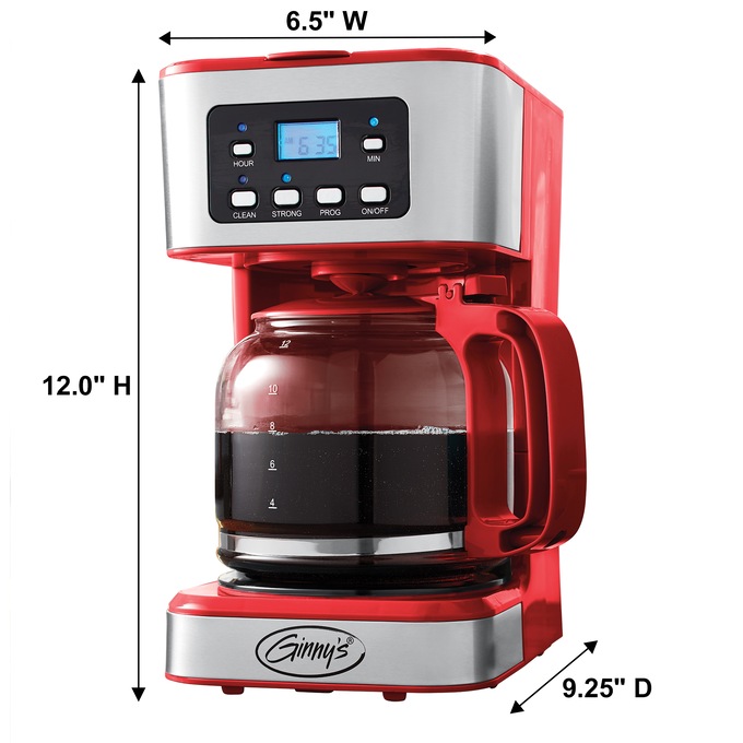 Ginny's 12-Cup Programmable Coffee Maker with Adjustable Brew Strength, , large