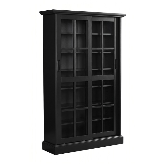 Merrick Sliding-Door Media Cabinet, Black, large