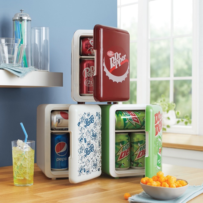 Retro Branded 6-Can Mini Fridge, , large