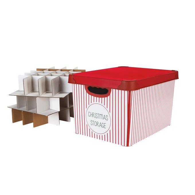 Simplify 60-Ct. Christmas Ornament Storage Organizer, Red White Stripe, large