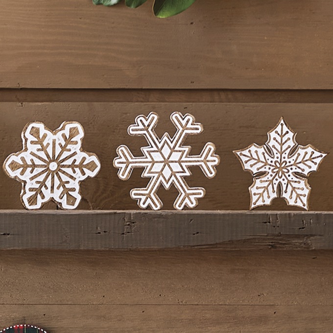 Set of 3 Carved-Wood Seasonal D&eacute;cor, , large