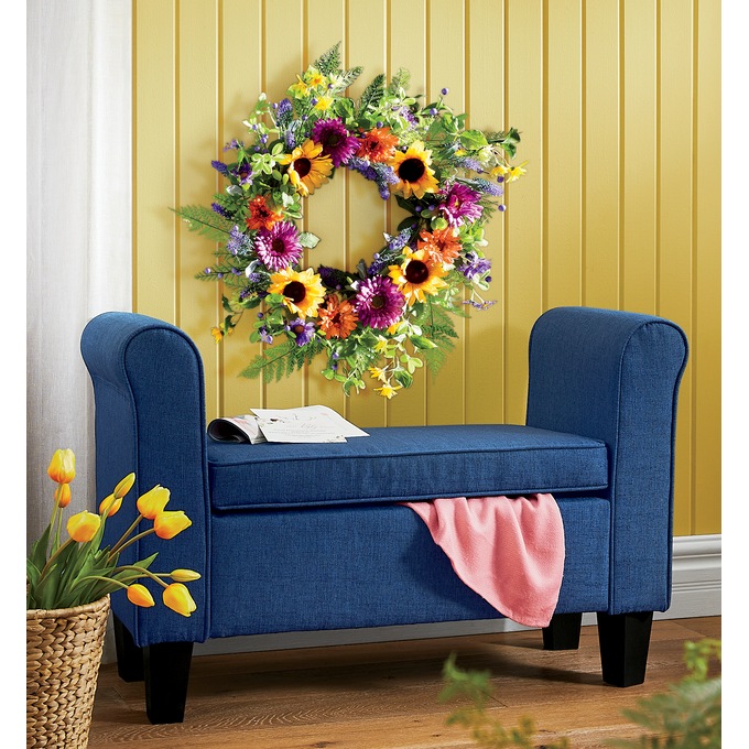 Purple Daisy and Yellow Sunflower Wreath, , large