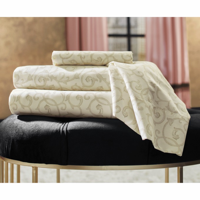 Bedtite Scroll Microfiber Sheet Set, , large