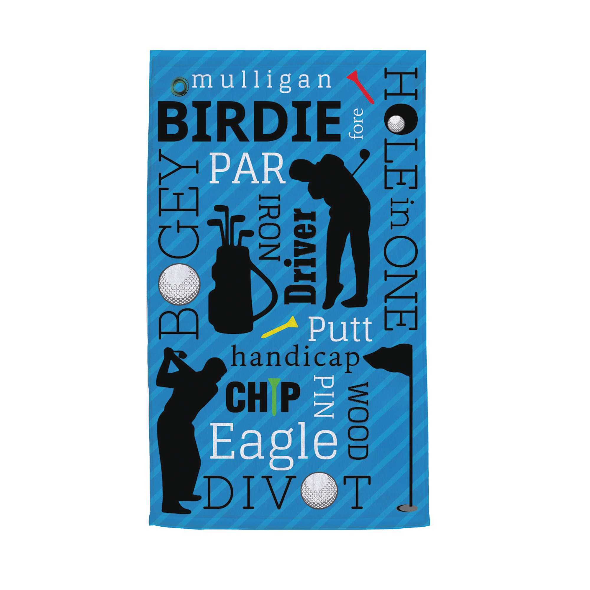 Personalized Golfer Keywords Blue Golf Towel, , large