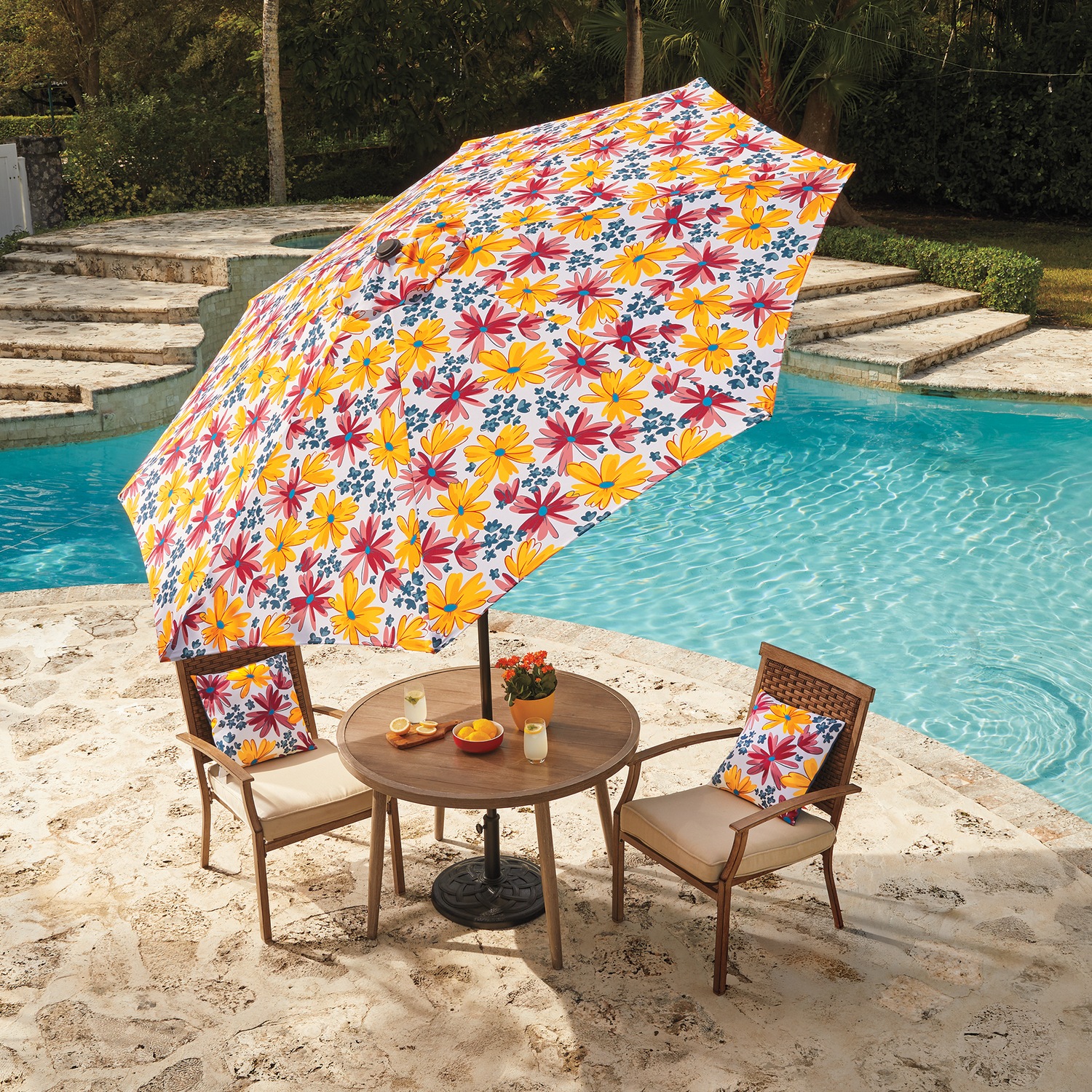 cheap 7 patio umbrellas Sonkuki 7.5 ft. Solar Lighted LED Patio Market Crank and Tilt Umbrellas, Table Umbrellas,UV-Resistant Canopy in Dark Green