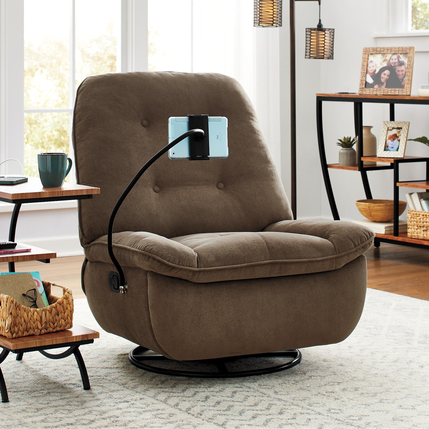 Swivel Rocker Recliner with Phone Holder | Seventh Avenue