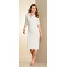 Tulip-Sleeved Stretch-Sheath Dress with Faux Pearl Trim, , large