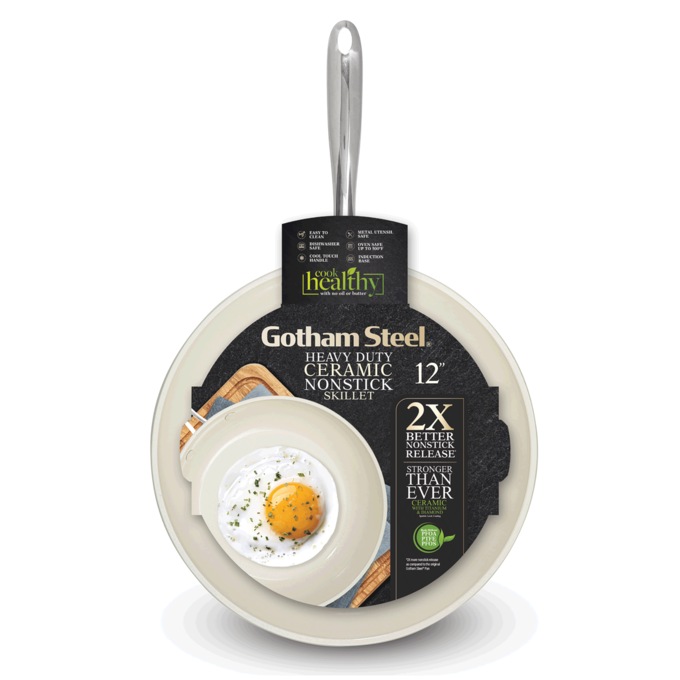 Gotham Steel Natural 12" Fry Pan, Cream Cream Silver, large