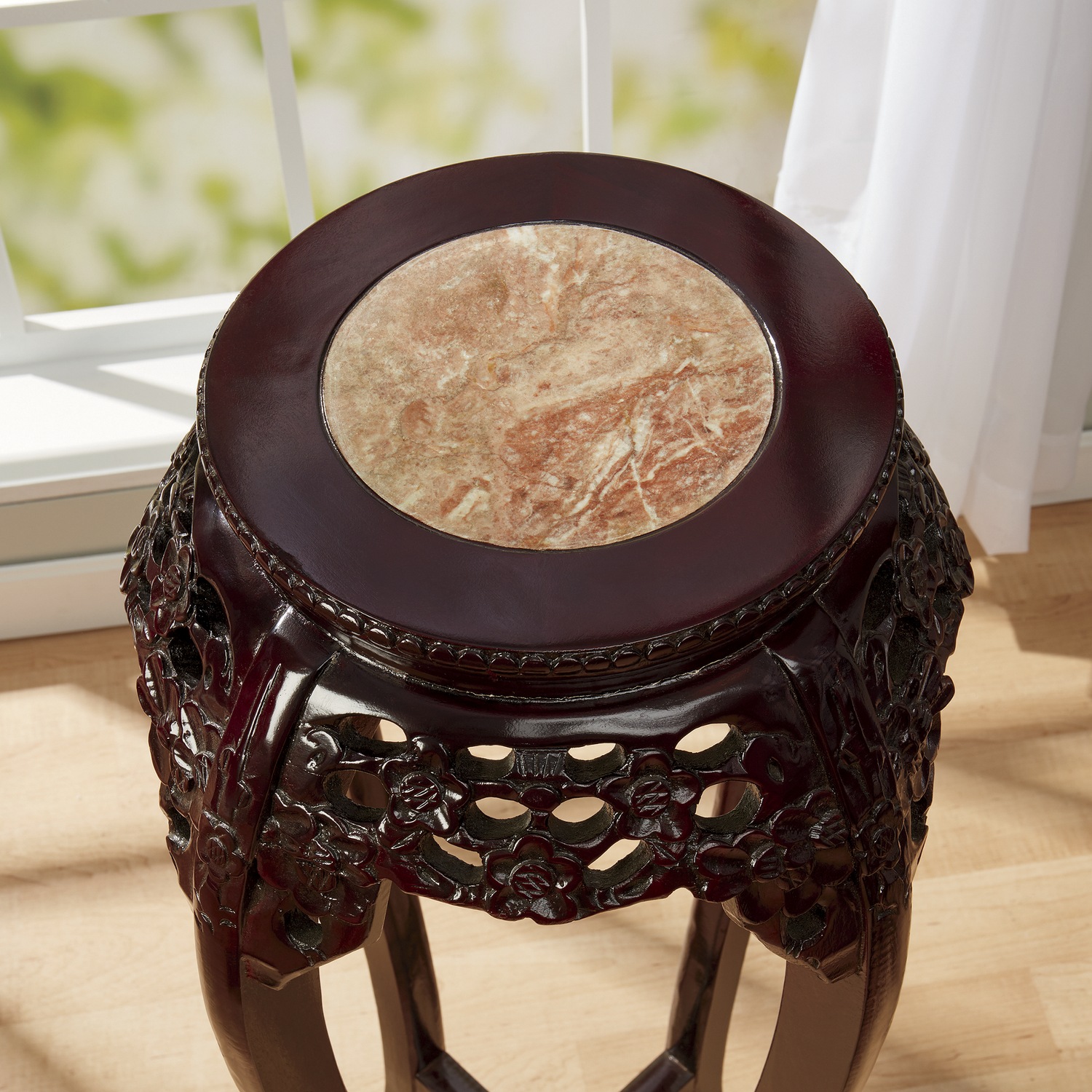 Hand-Carved Genuine Marble Short Plant Stand | Seventh Avenue