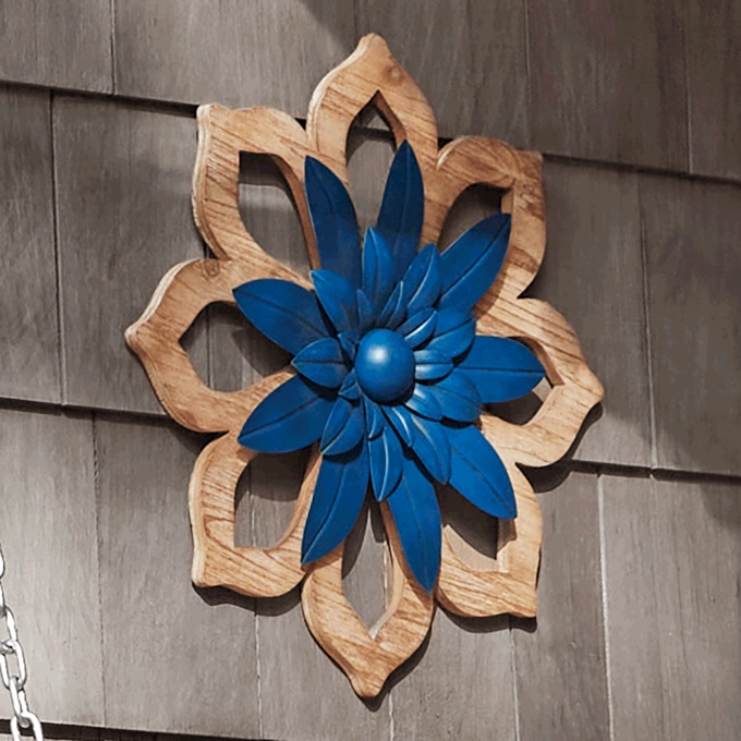 Wood & Metal Flower Art, , large