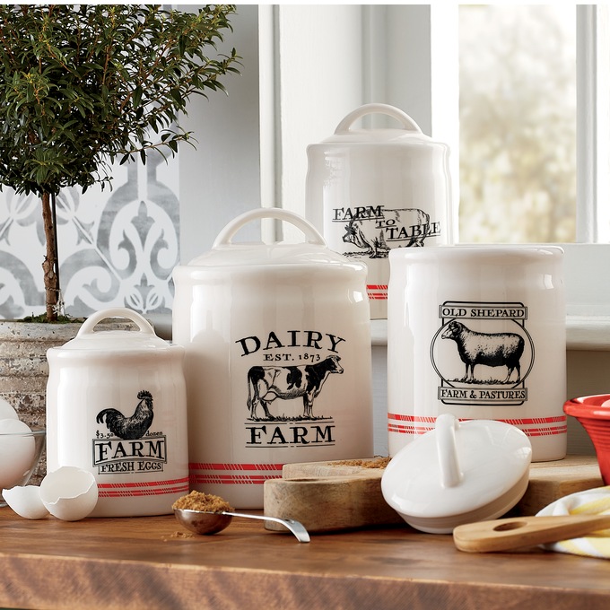 Set of 4 Down On The Farm Canisters, , large
