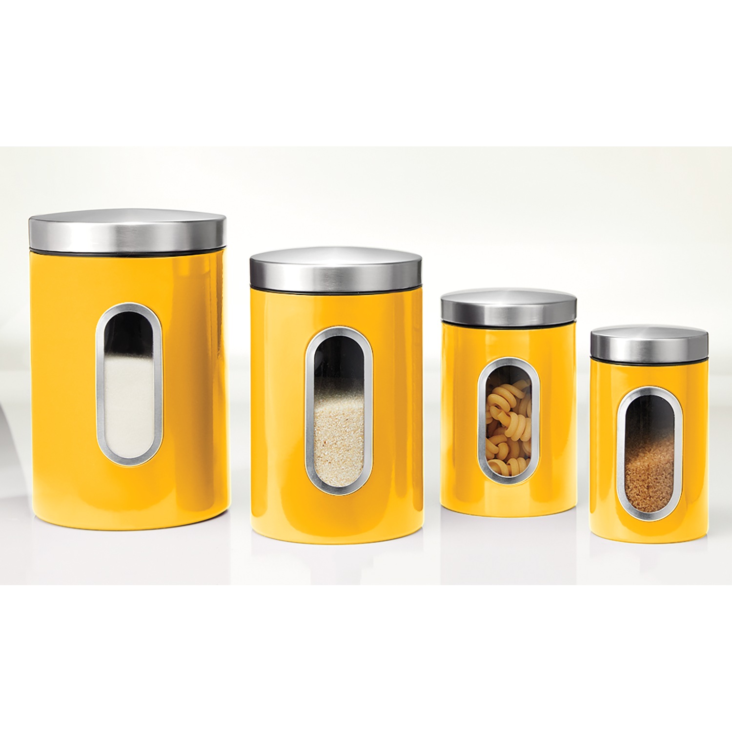 Set of 4 Window Canisters with Stainless Steel Lids | Seventh Avenue