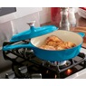 3-Qt. Enameled Cast Iron Chicken Fryer, Island Blue, large