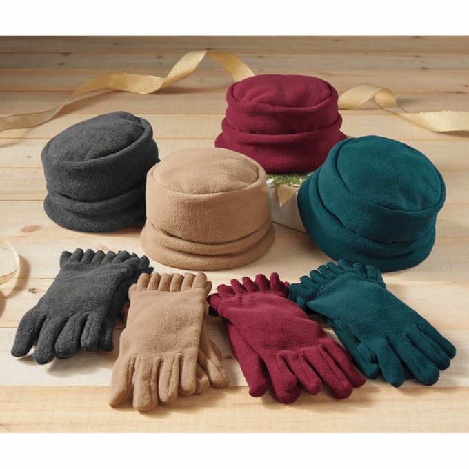 Hat and Ruffle Trim Glove Set, , large