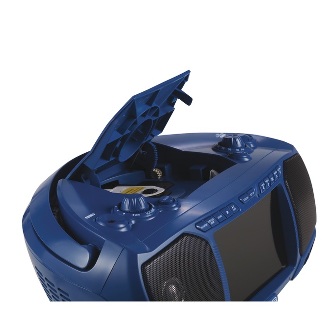 Aiwa Portable 7" Screen DVD Boom Box with Bluetooth, Navy, large