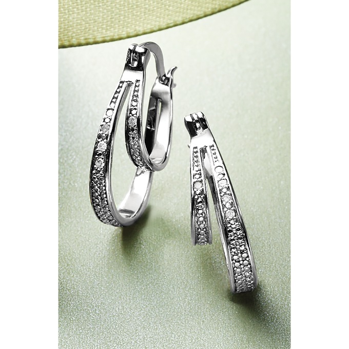 Diamond Double Hoops, , large