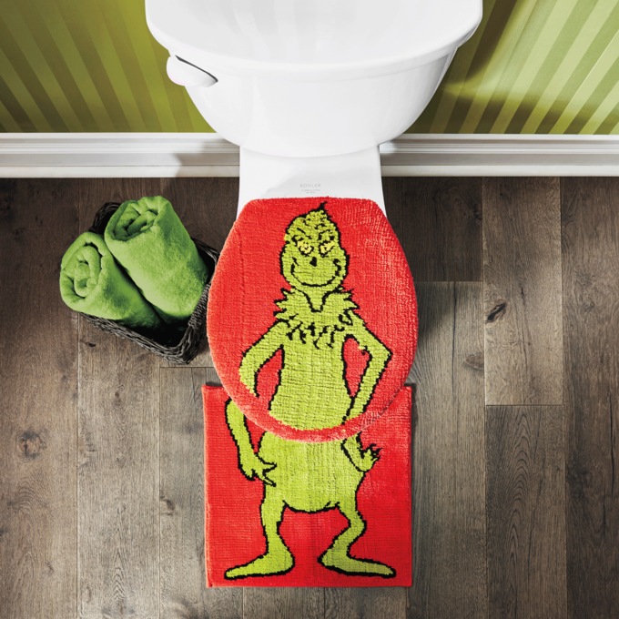 Grinch 2-Piece Toilet Cover and Mat Set, Multi, large