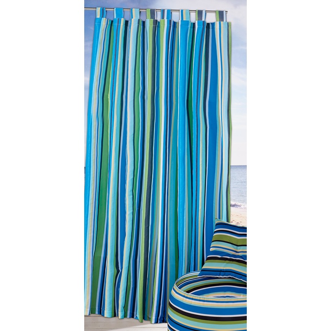 Curtain Panel, Blue Multi Stripe, large