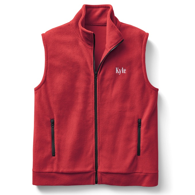 Personalized Men's Fleece Vest with Front Zipper and Embroidered Name, , large