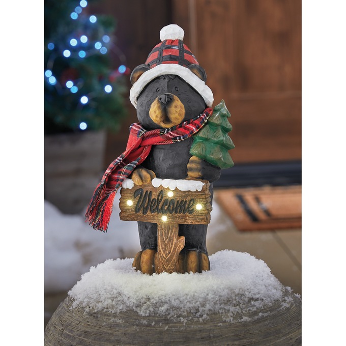 Lit Welcome Christmas Bear, , large