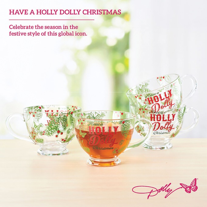 Dolly Parton Holly Dolly Christmas Set of 4 Glass Mugs, , large
