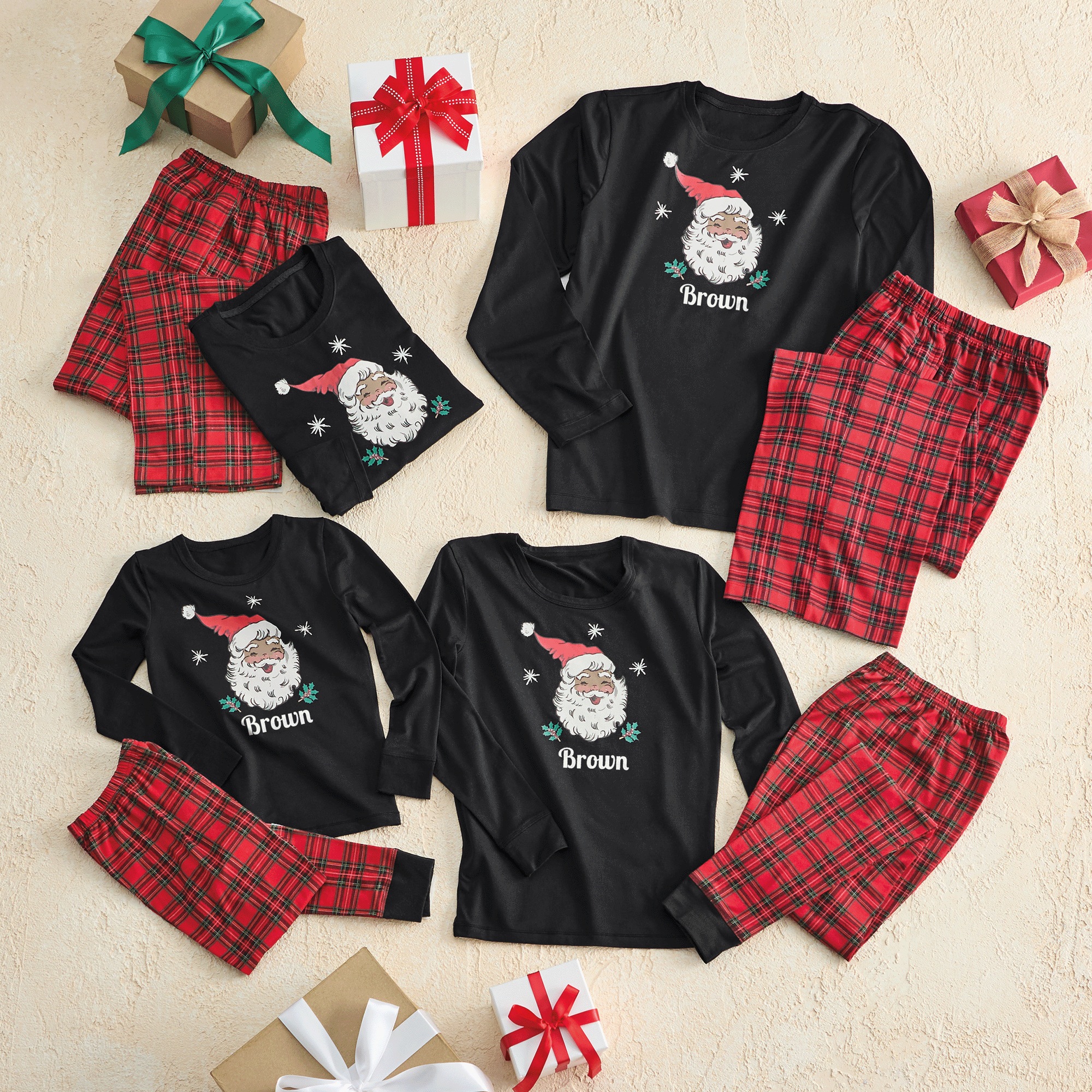 Kid's Family Christmas Holiday PJ Set in Soft, Stretchy Jersey Knit, , large