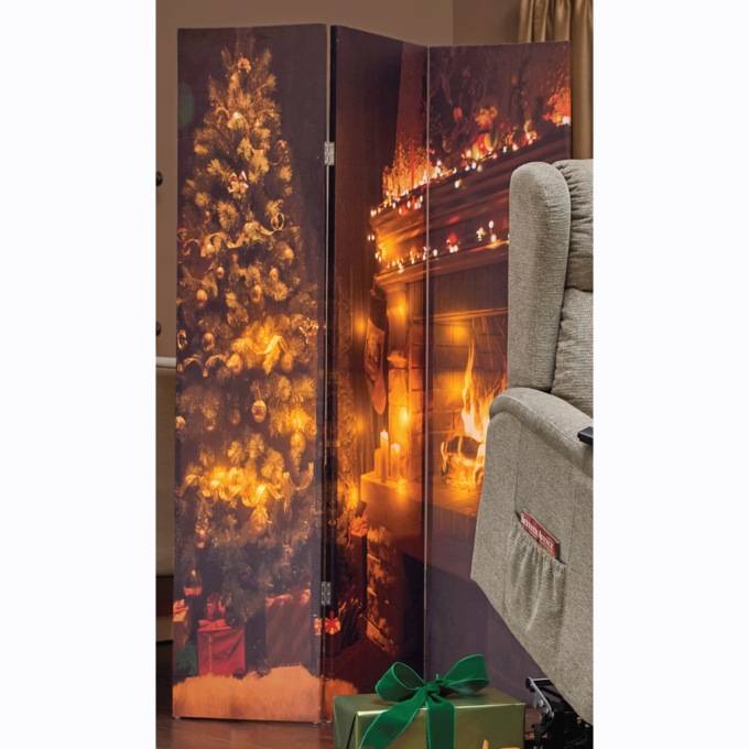 Lit Fireplace Room Screen, , large