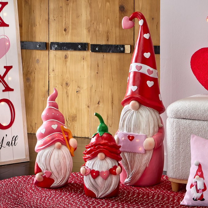 Set of 3 Large Valentine Gnomes, , large