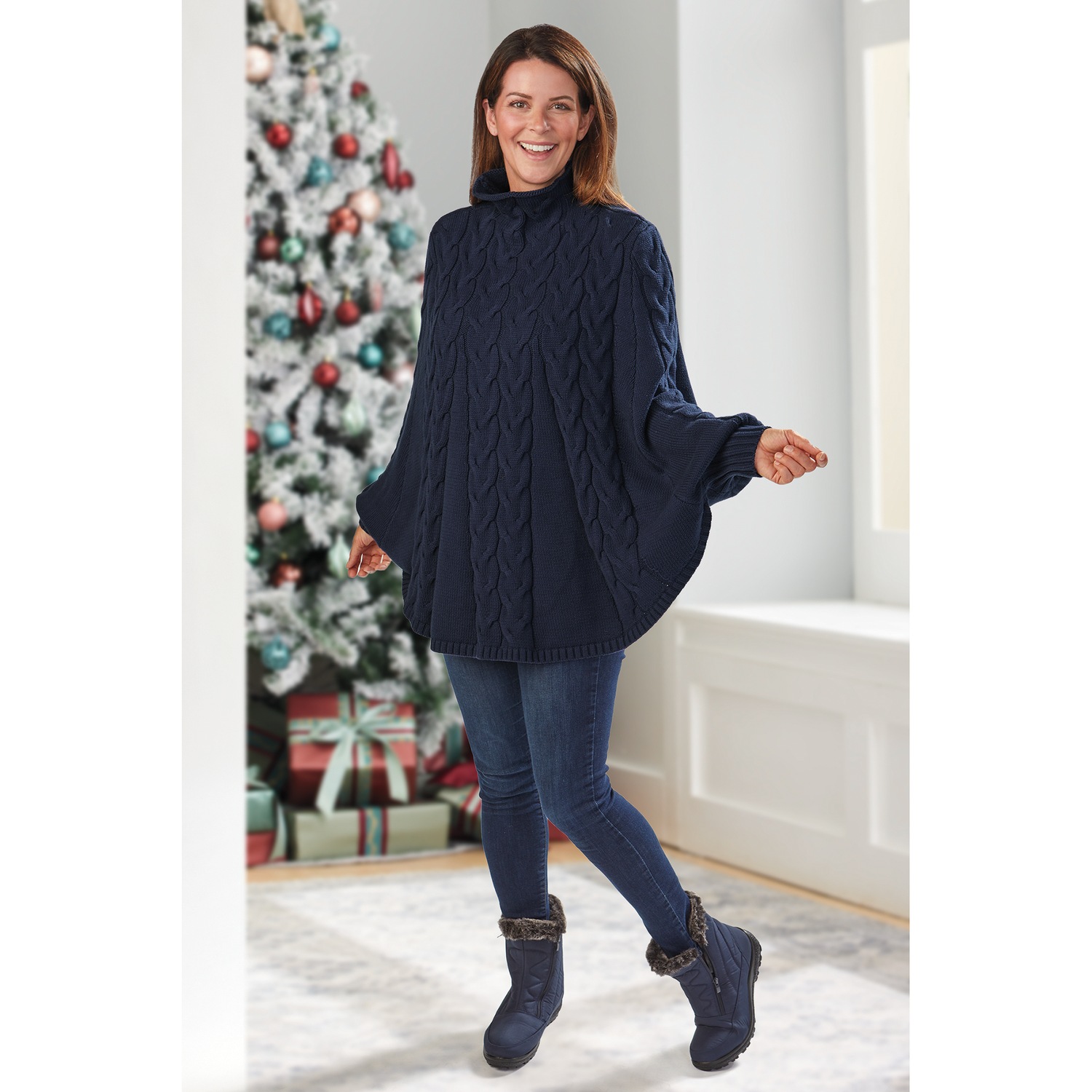 Denise Cable Poncho Sweater | Seventh Avenue
