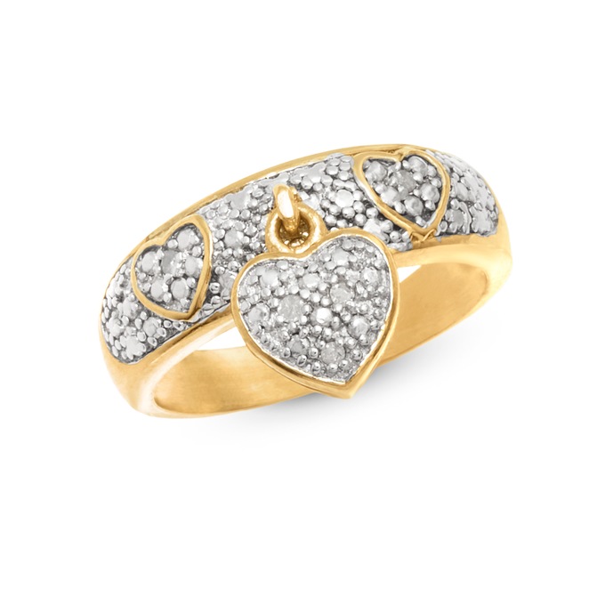 Diamond Heart Charm Ring, , large