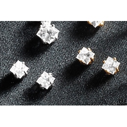 Sterling Lab-Created Diamond Princess Solitaire Post Earrings, , large